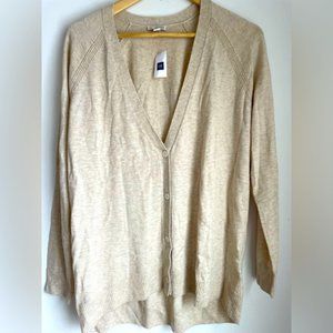 Gap Merino wool Beige Button Down V-Neck Cardigan size L